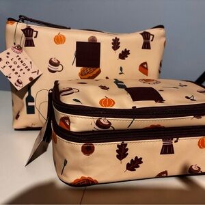 NWT Set of 2 Tender Love & Carry Beige Makeup Organizer Set